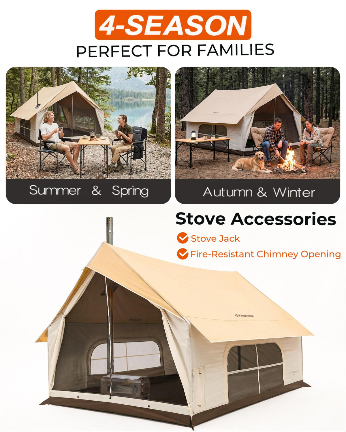 MOUNTAIN IN C5 Canvas Hot Tent | 5-6 Person Cabin Tent with Stove Jack