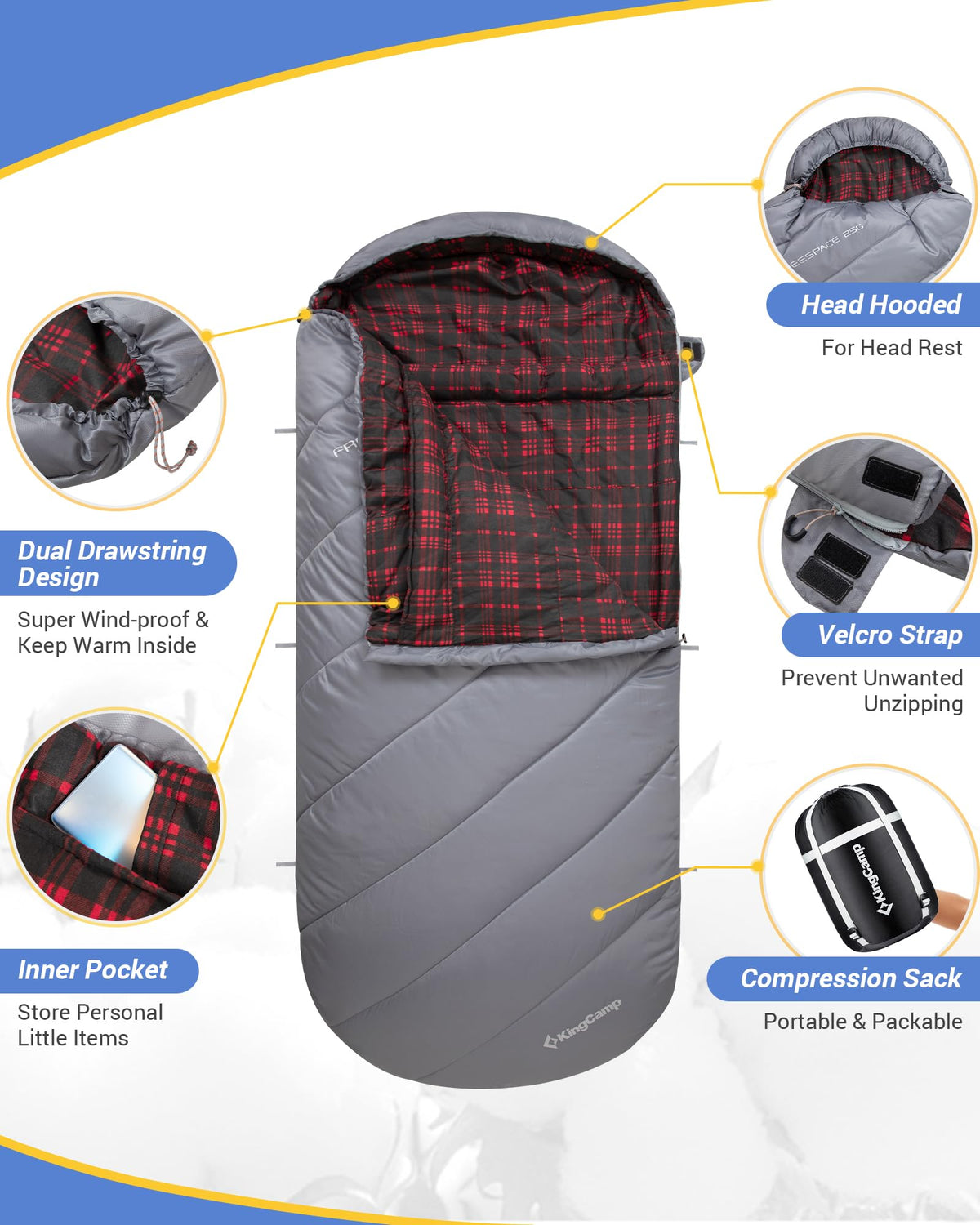 43F Plus Size Flannel 3-4 Season Sleeping Bag