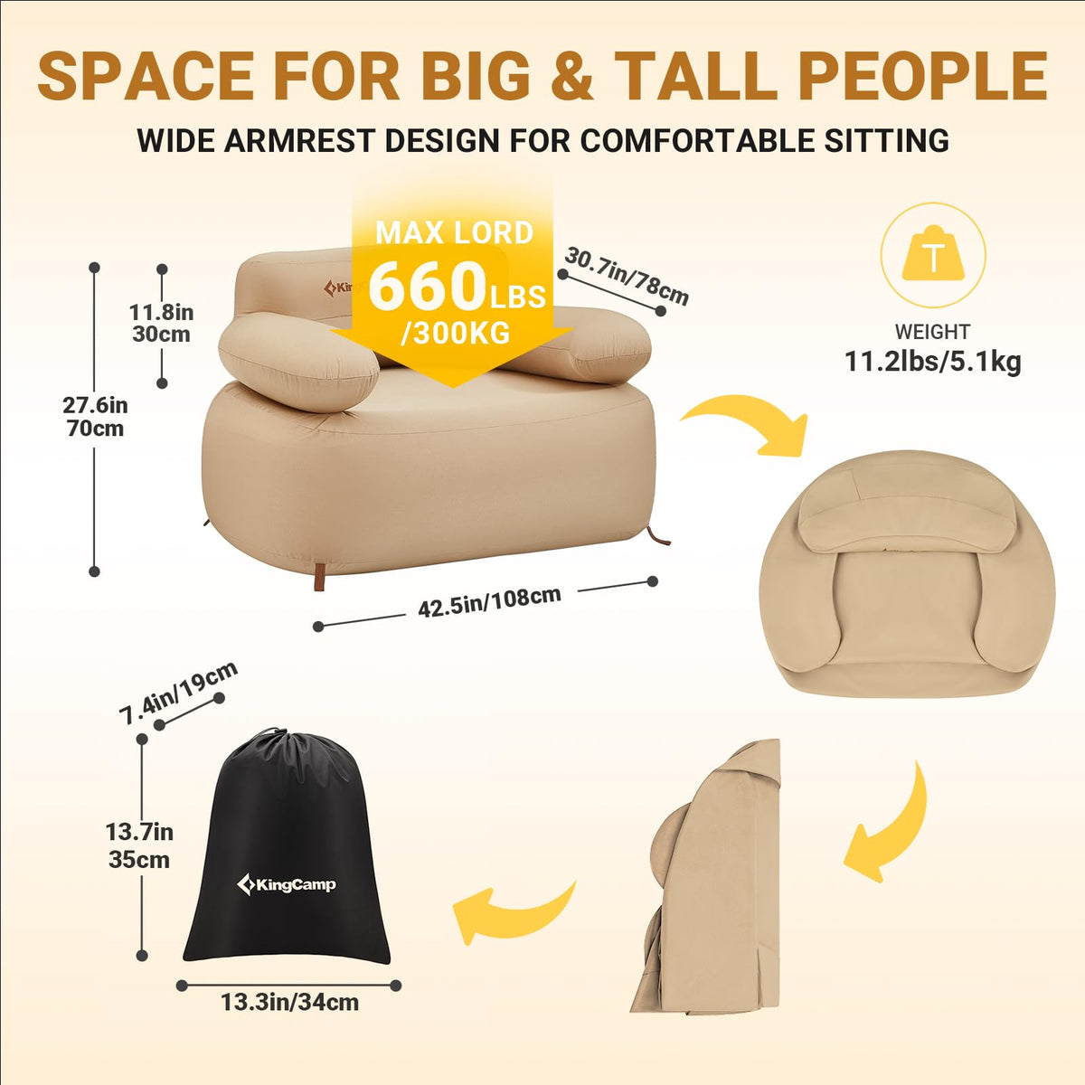 Premium aufblasbares Einzelsofa-Set