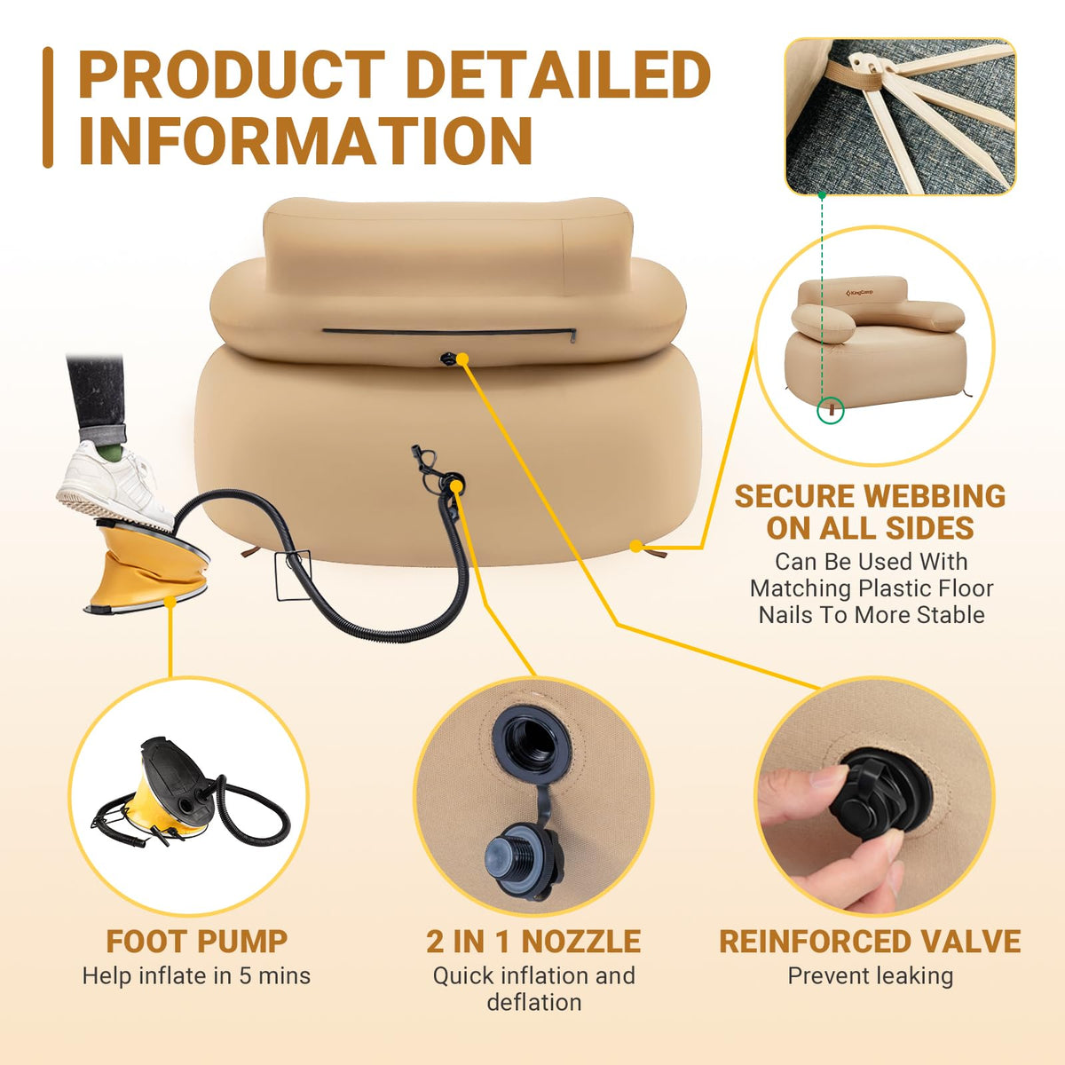 Premium aufblasbares Einzelsofa-Set