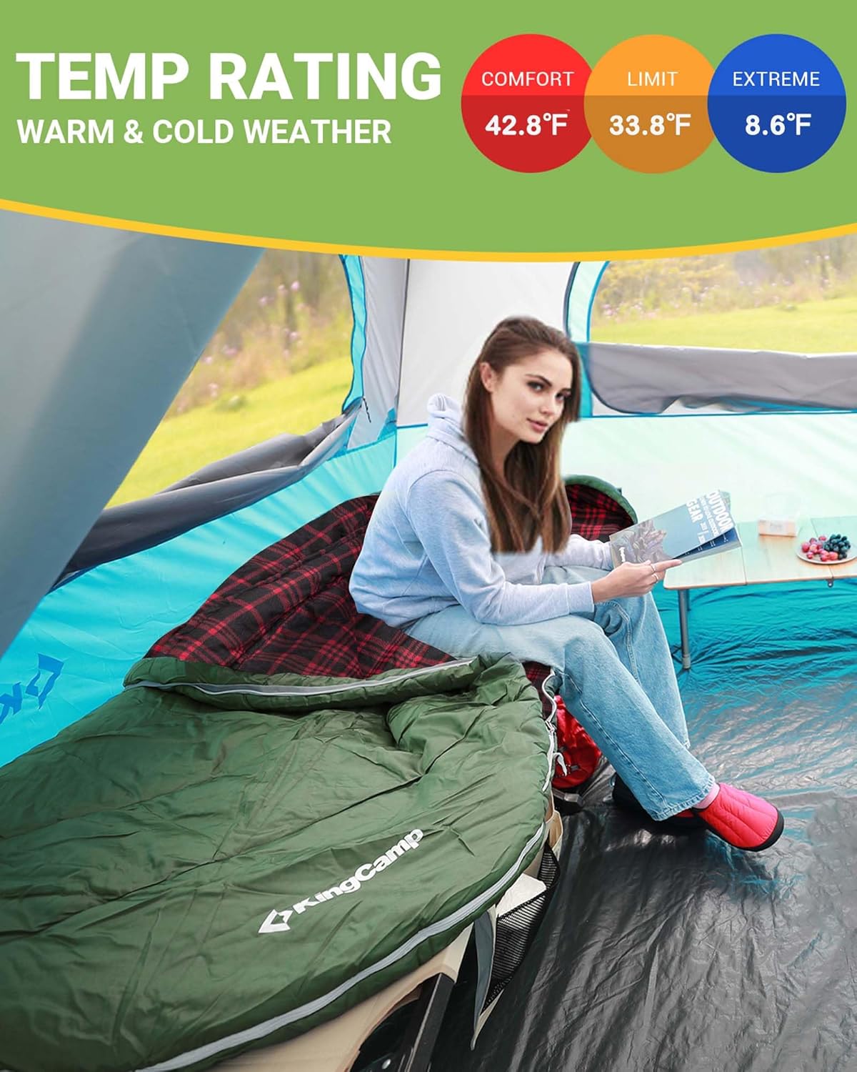 43F Plus Size Flannel 3-4 Season Sleeping Bag