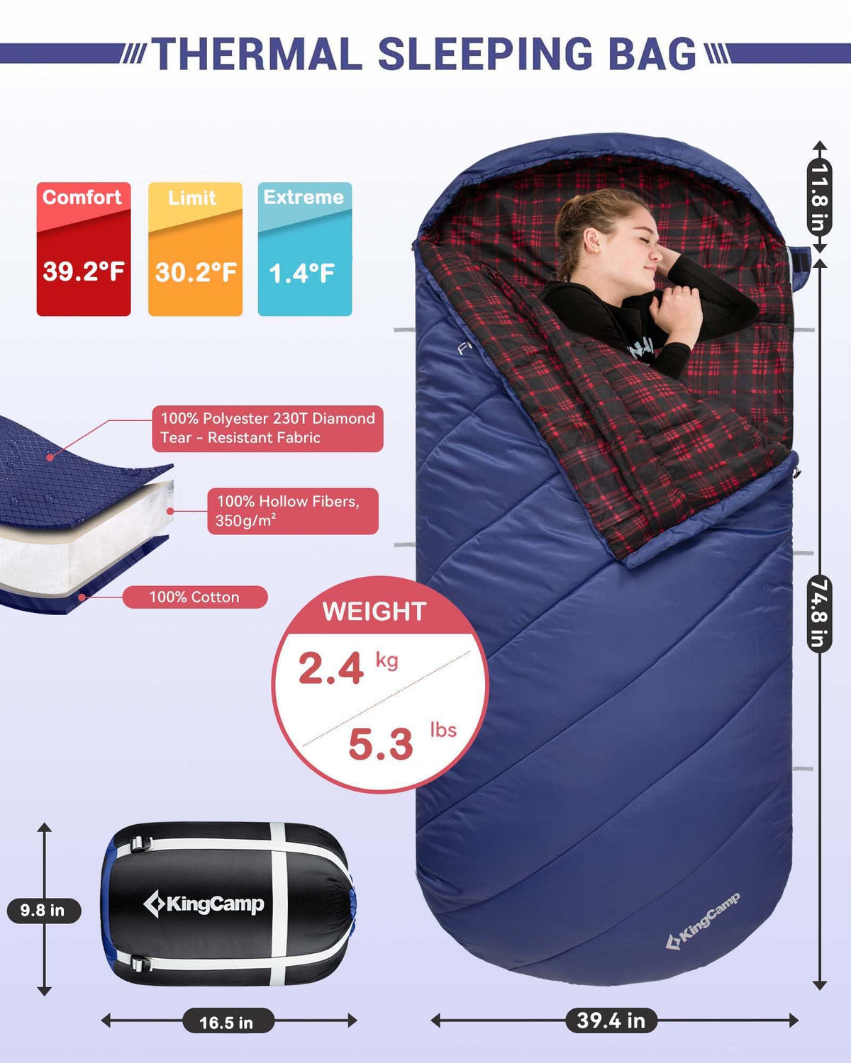 32F Übergröße 3-4 Jahreszeiten-Schlafsack