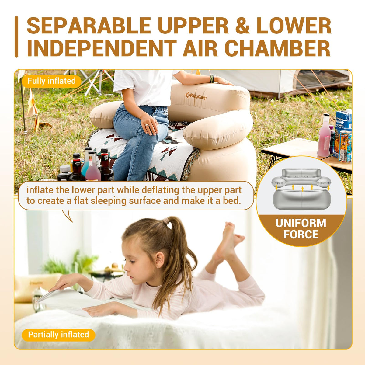 Premium aufblasbares Einzelsofa-Set