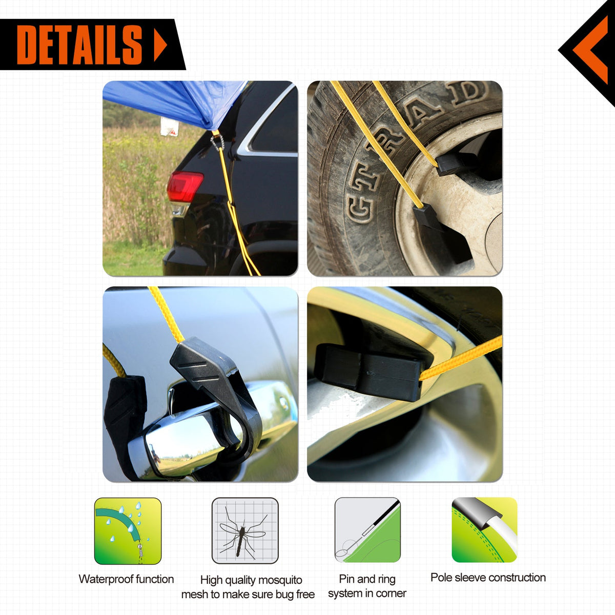 Large Size Compass SUV Car Awning Shelter