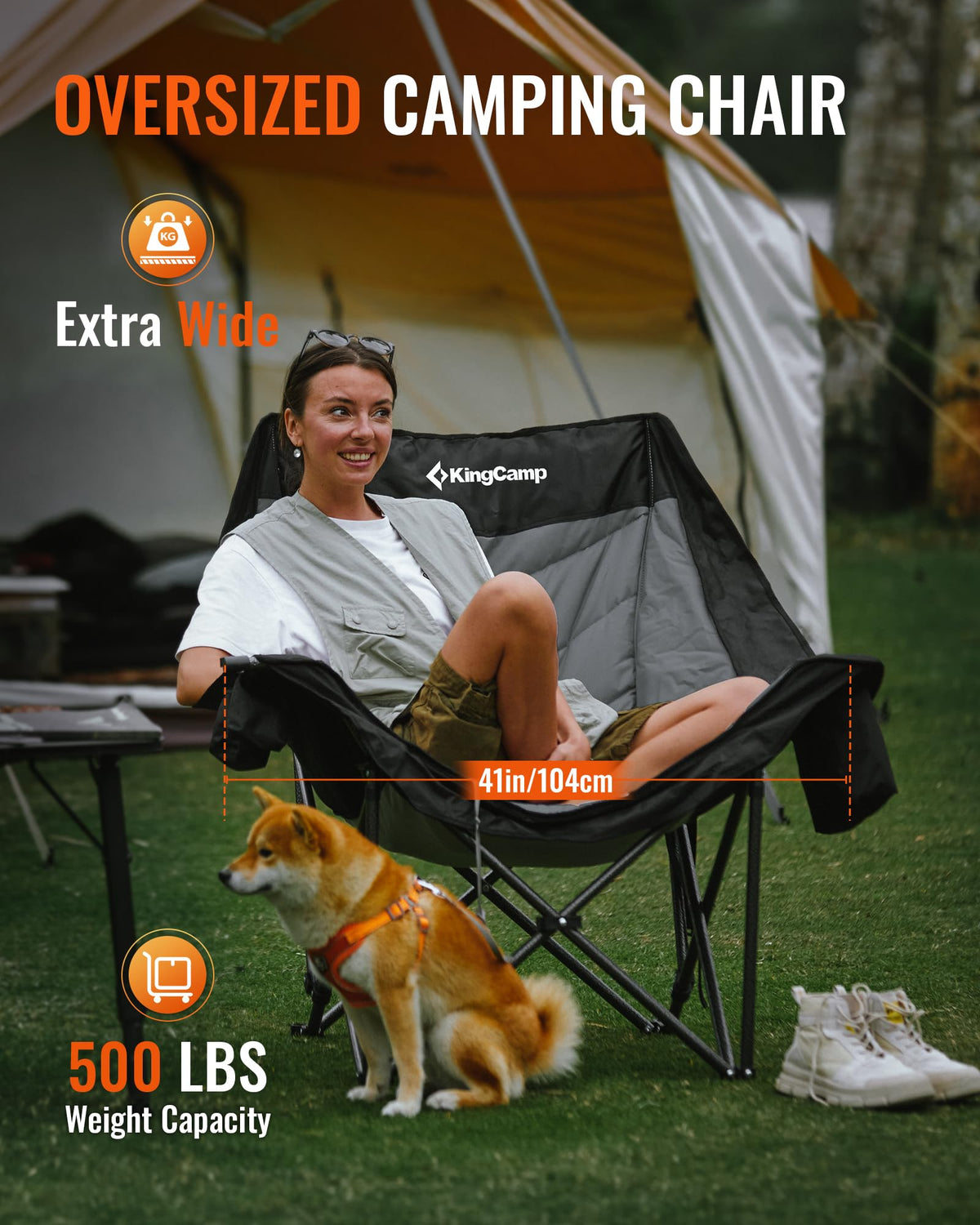 KingCamp CANNA C10 PLUS Oversized Padded Camping Chair Extra Wide