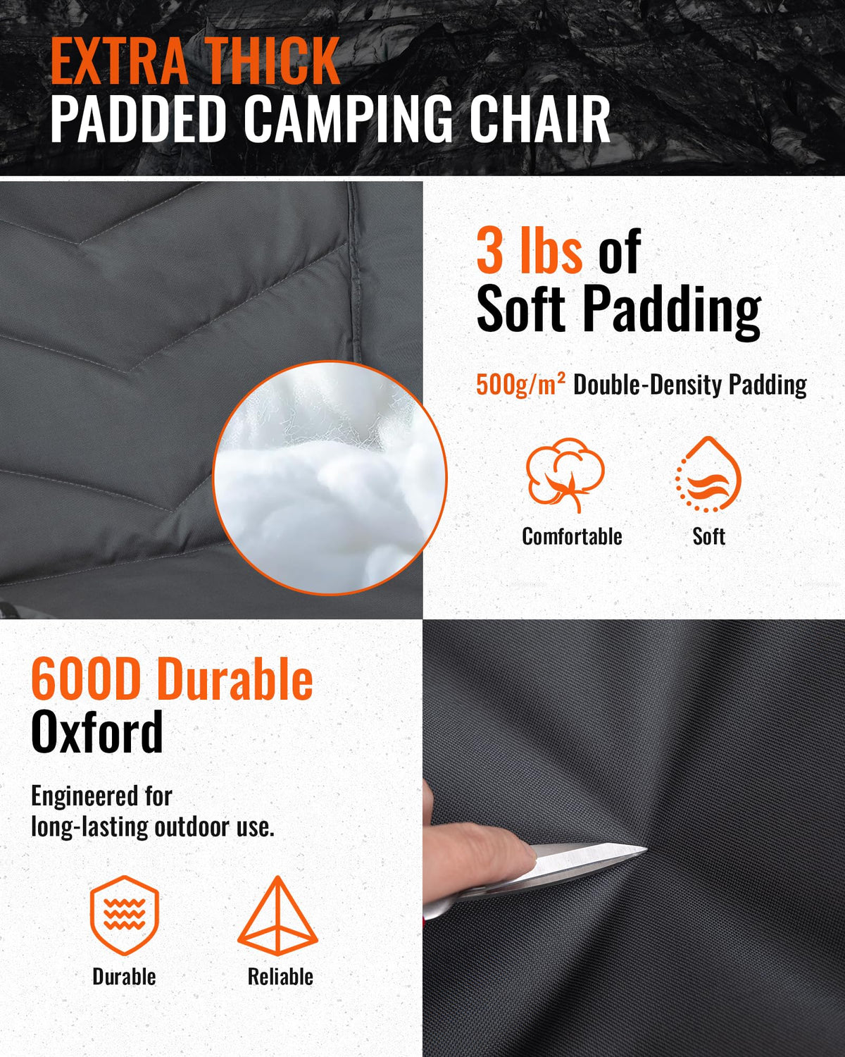 KingCamp CANNA C10 PLUS Oversized Padded Camping Chair Extra Thick Padded and Durable