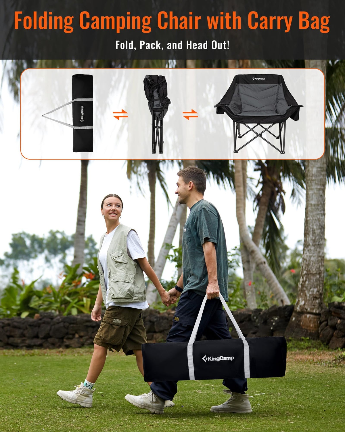 KingCamp CANNA C10 PLUS Oversized Padded Camping Chair Folding Camping Chair With Carry Bag