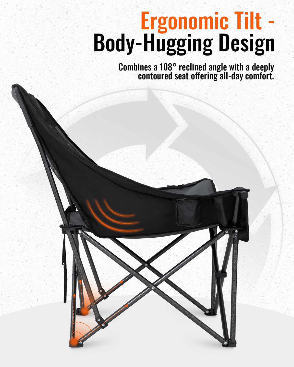 KingCamp CANNA C10 PLUS Oversized Padded Camping Chair Ergonmic Tilt - Body Hugging Design