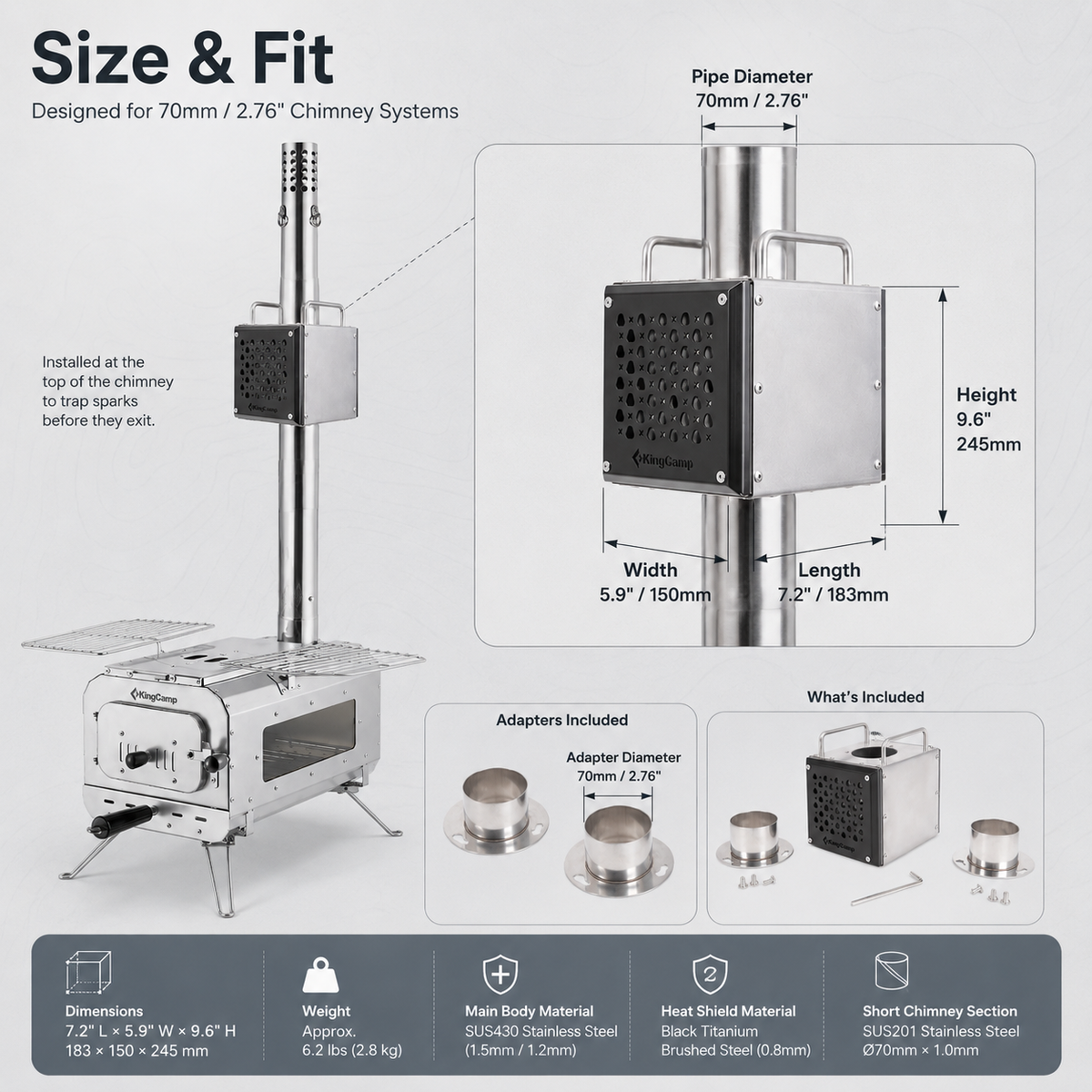 Spark Arrestor for 70mm Stove Pipes