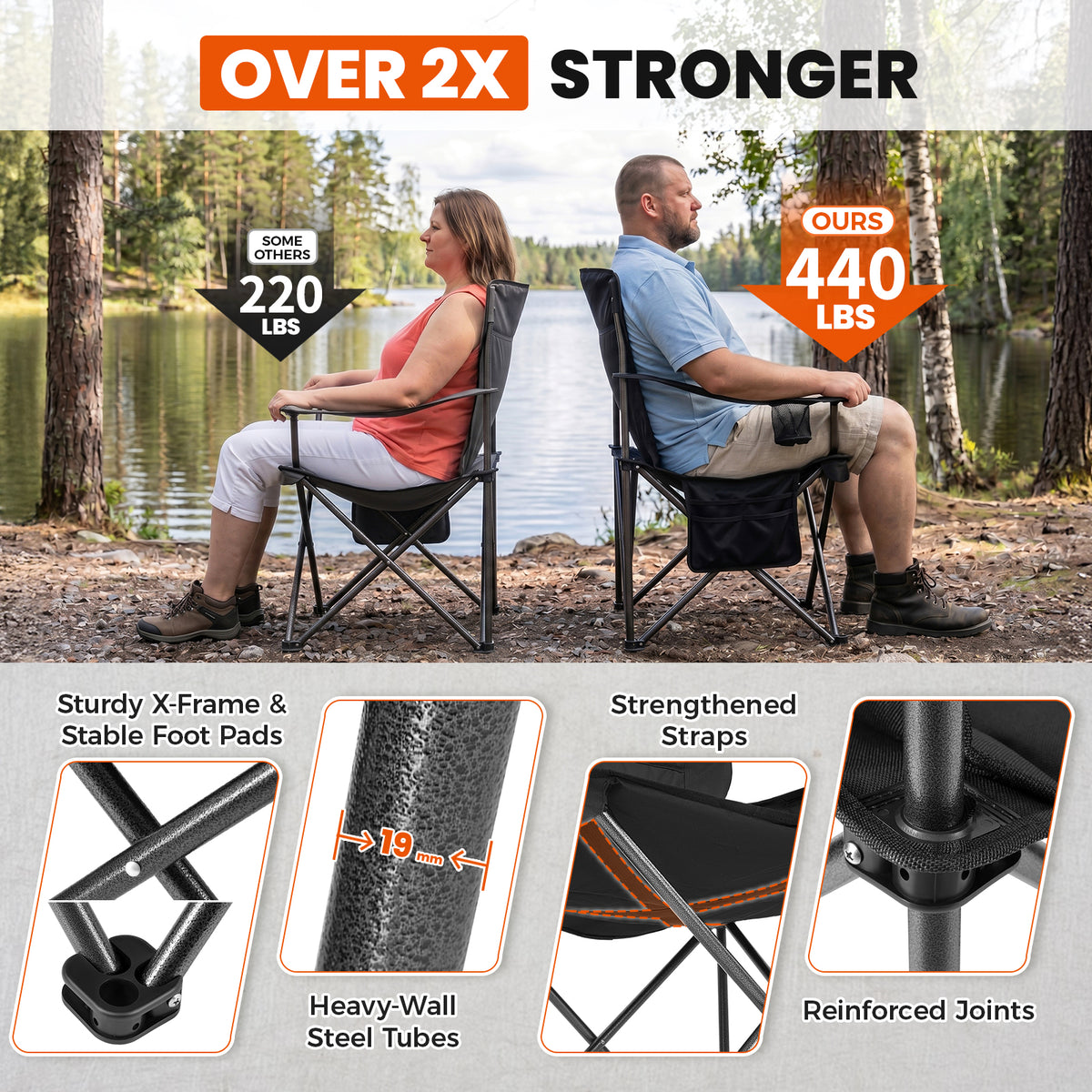 Übergroßer Outdoor-Camping-Klappstuhl