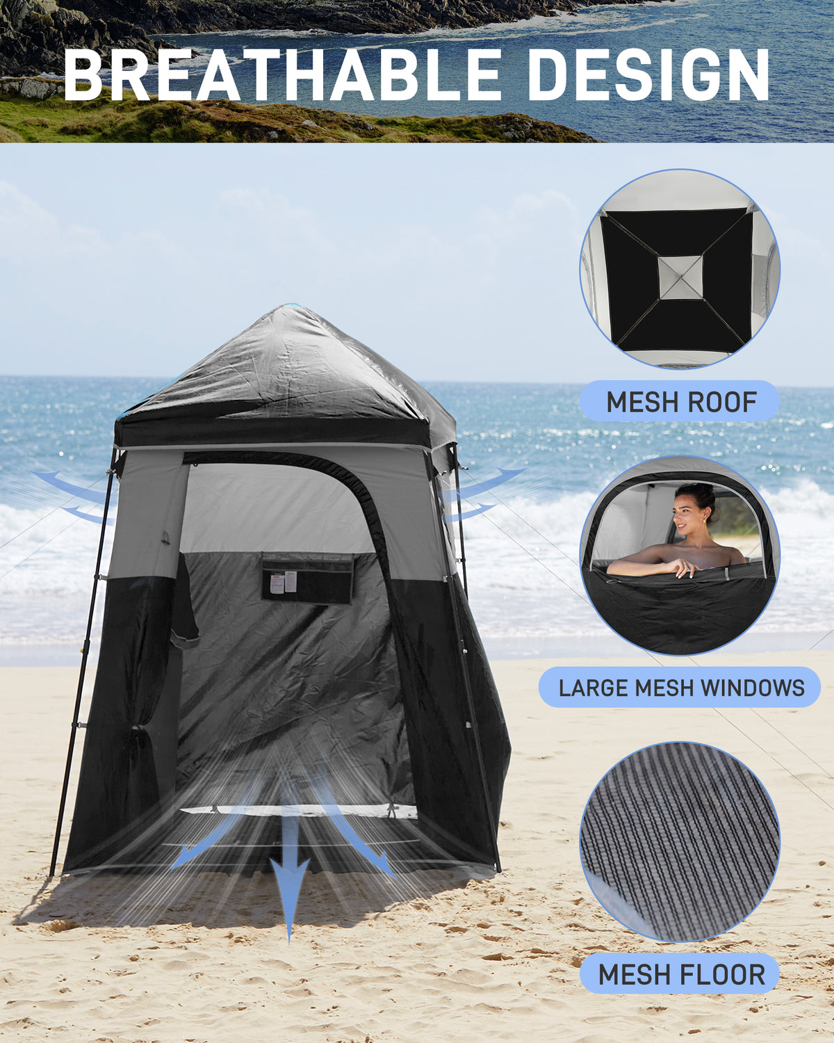 MARASUSA Single Privacy Shelter with 20L Solar Shower Bag