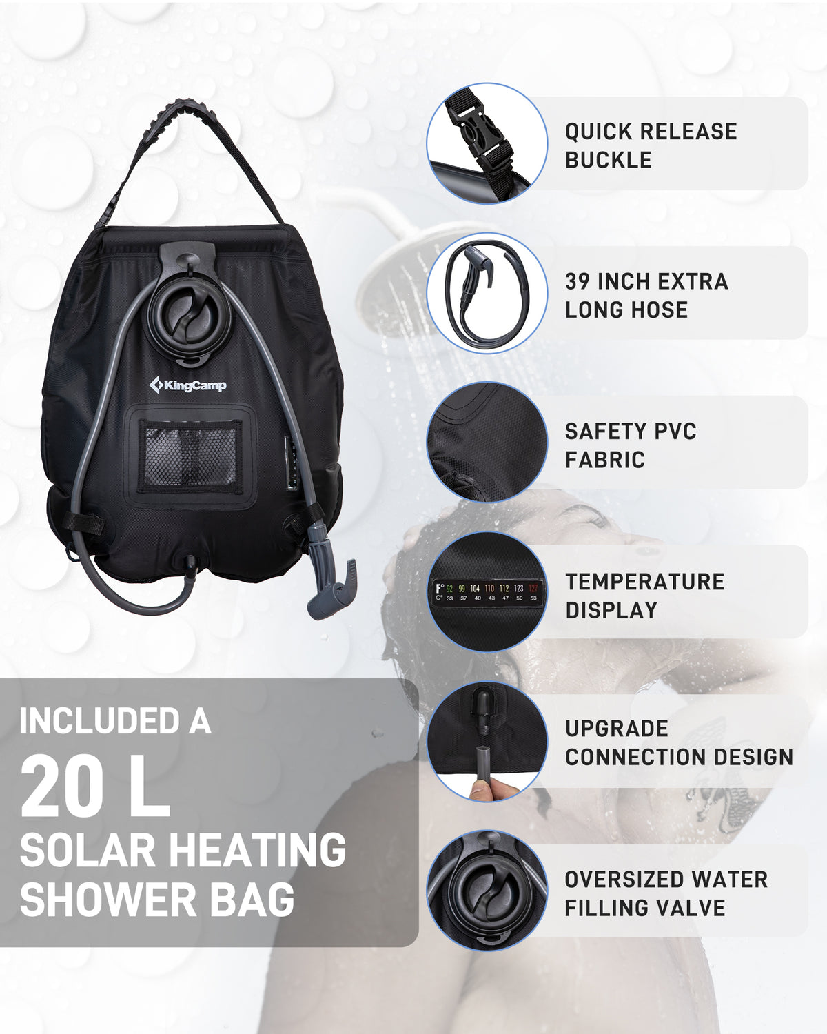MARASUSA Single Privacy Shelter with 20L Solar Shower Bag