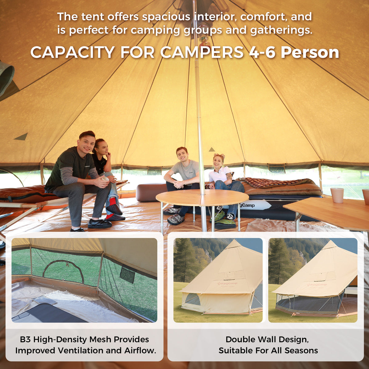 KingCamp KHAN 400/ 500 Canvas Bell Tents Upgraded