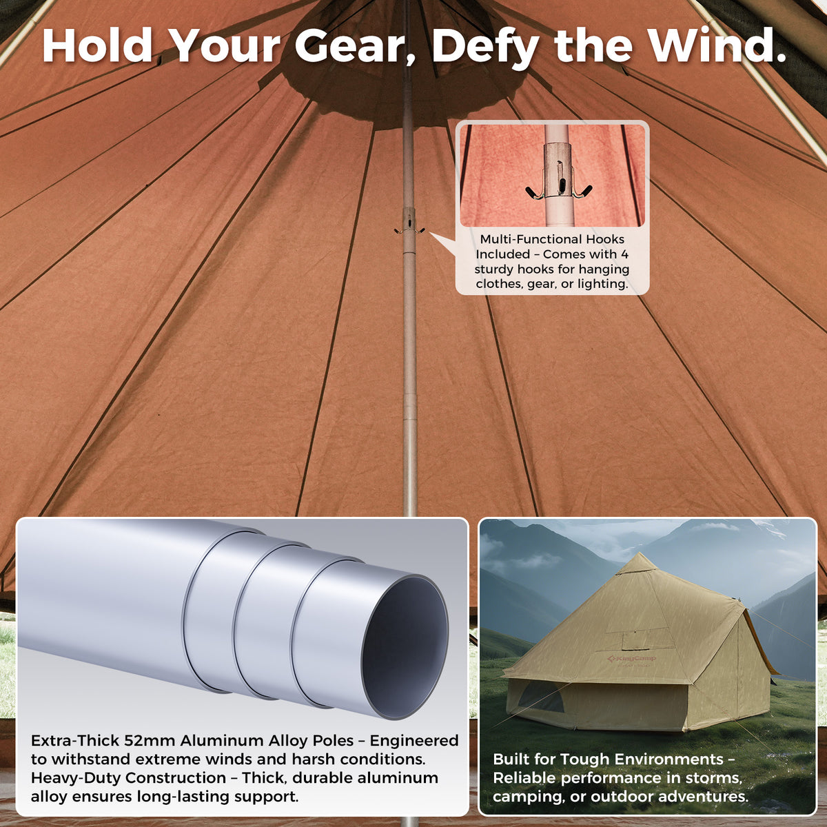 KingCamp KHAN 400/ 500 Canvas Bell Tents Upgraded