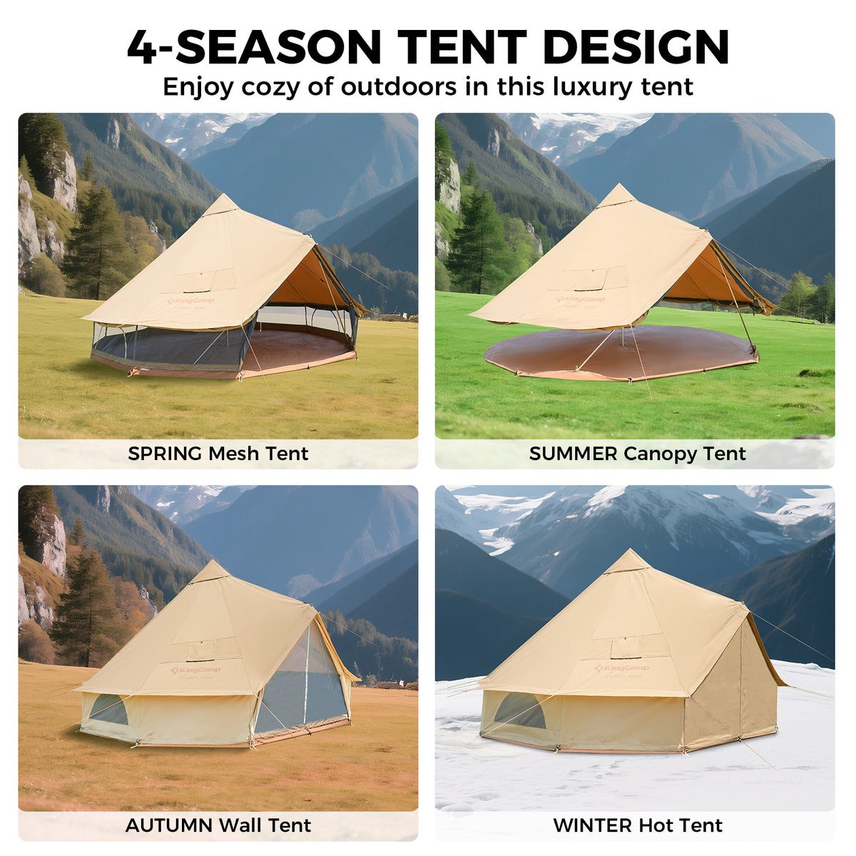 KingCamp KHAN 400/ 500 Canvas Bell Tents Upgraded