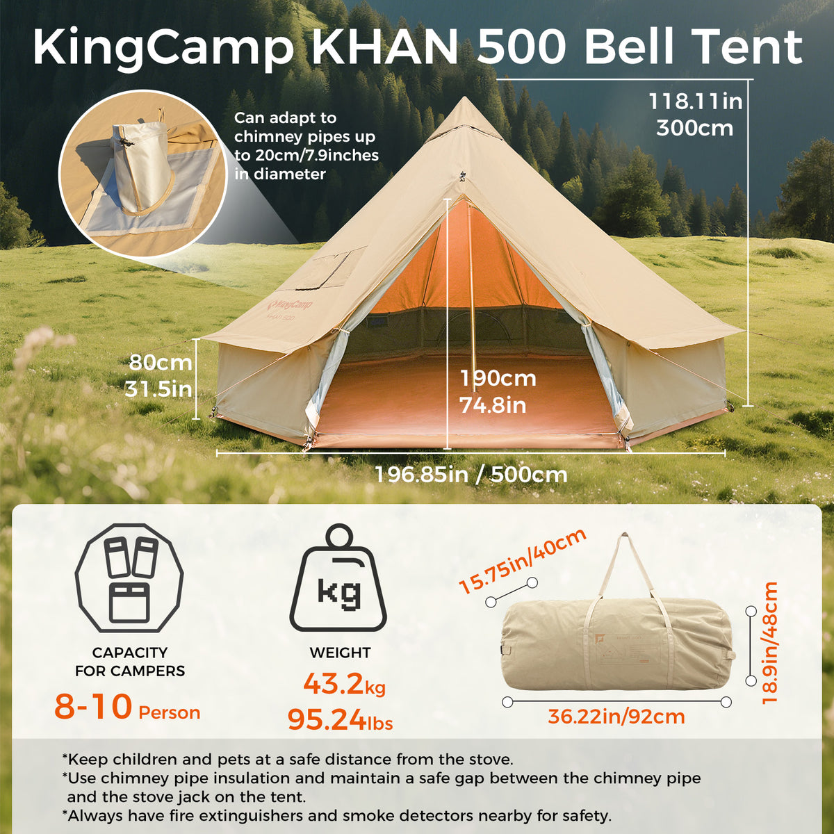 KingCamp KHAN 400/ 500 Canvas Bell Tents Upgraded