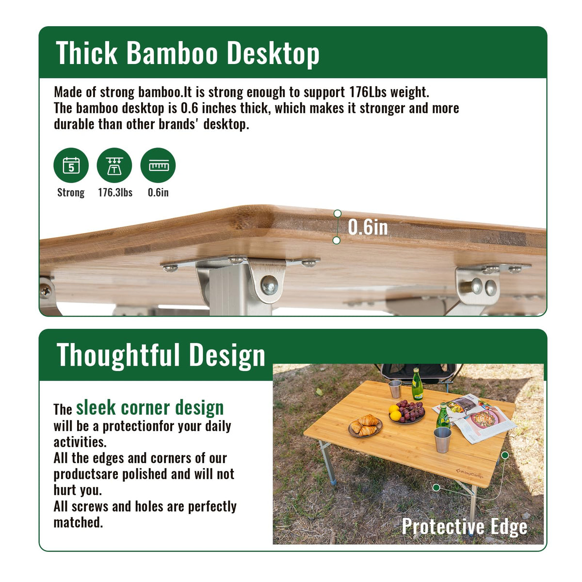 KingCamp BAMBOO 4-Folding Bamboo Table L