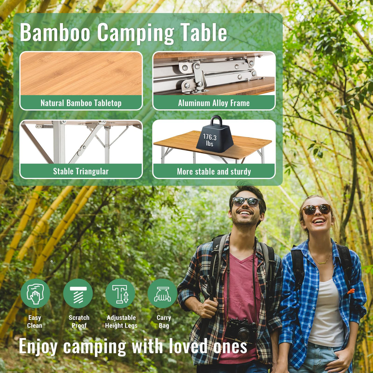 KingCamp BAMBOO 4-Folding Bamboo Table L