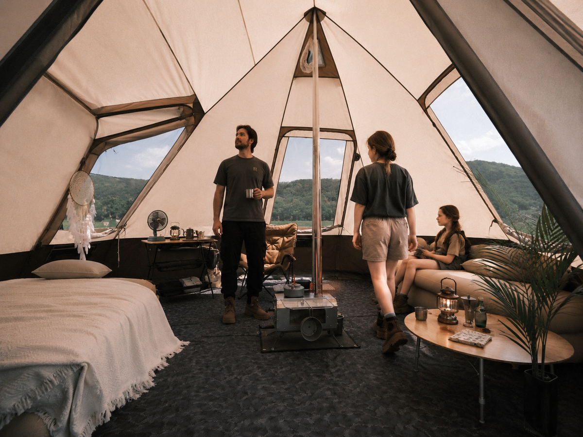 KHAN VILLA 15FT TC Canvas Glamping Tent with Stove Jack