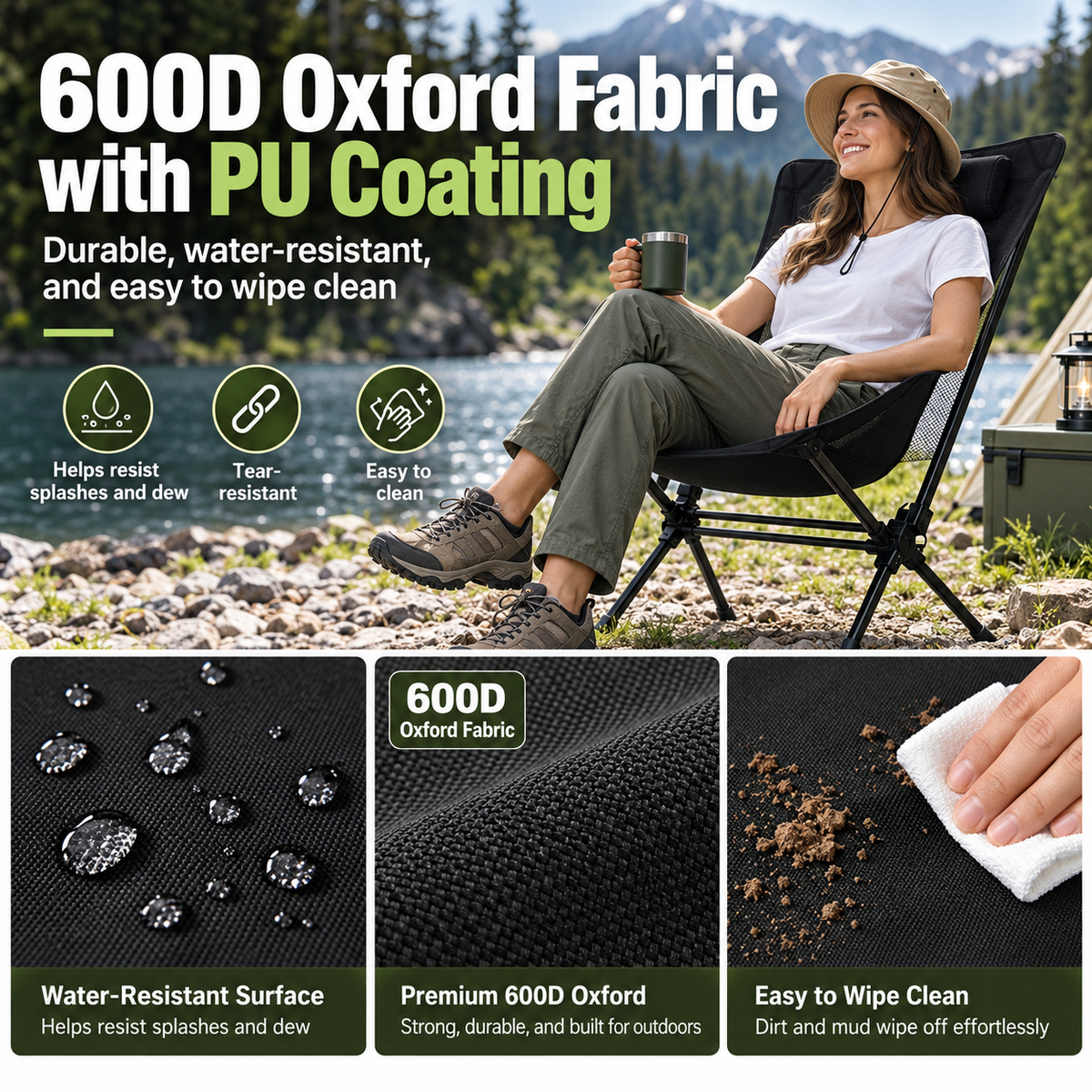 Lightweight High Back Camping Chair with Gentle Sway
