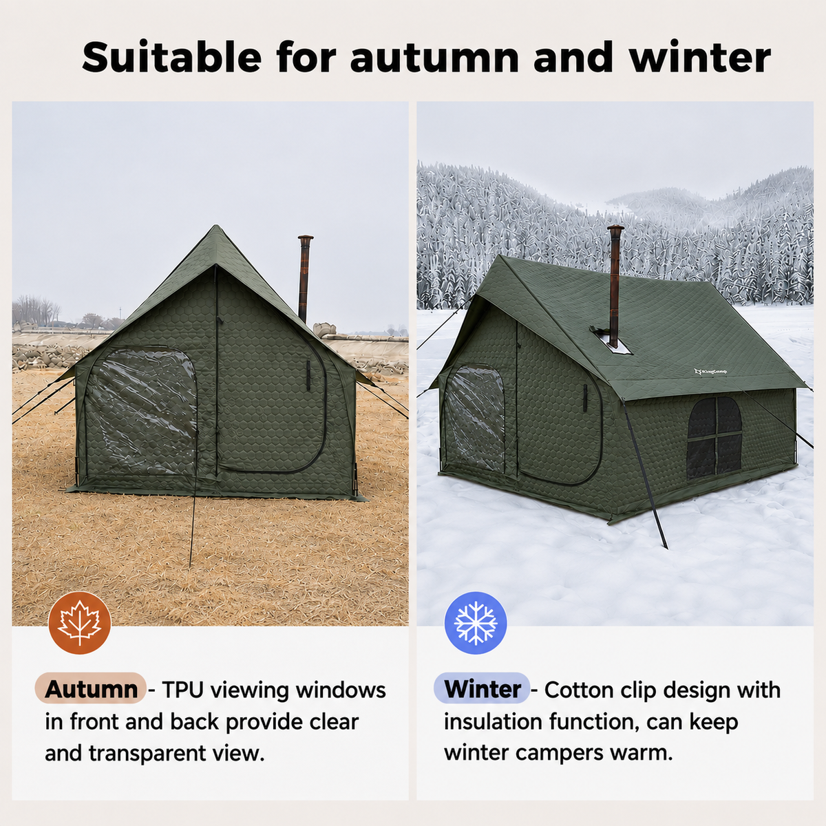 KingCamp SnowHouse 5 Cotton Cabin Tent with Stove Jack