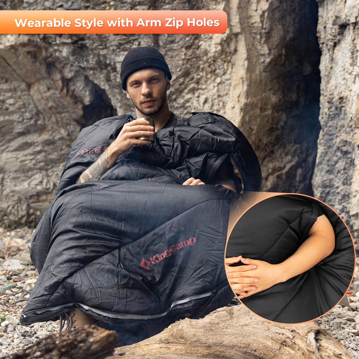 Wearable Flannel Camping Sleeping Bag- XL