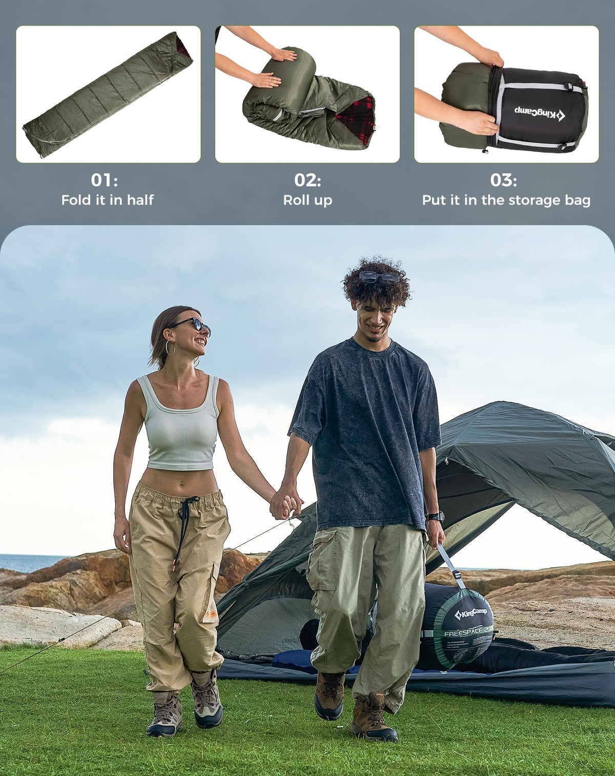 KingCamp FREESPACE 250D Flannel Double-Sized Sleeping Bag