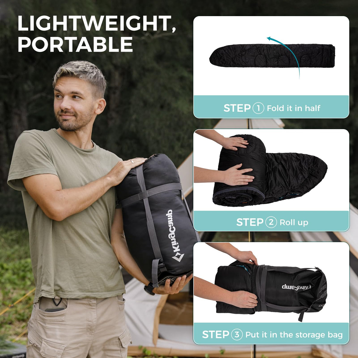 KingCamp CLOUDY 400 Sleeping Bag-Envelope With Hood Lightweight and Comfort