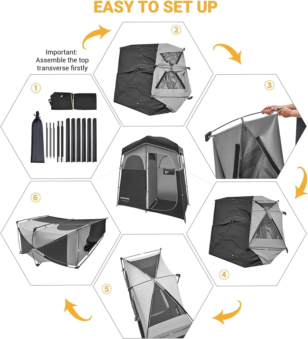 Doppelzimmer-Duschzelt mit Solar-Duschset