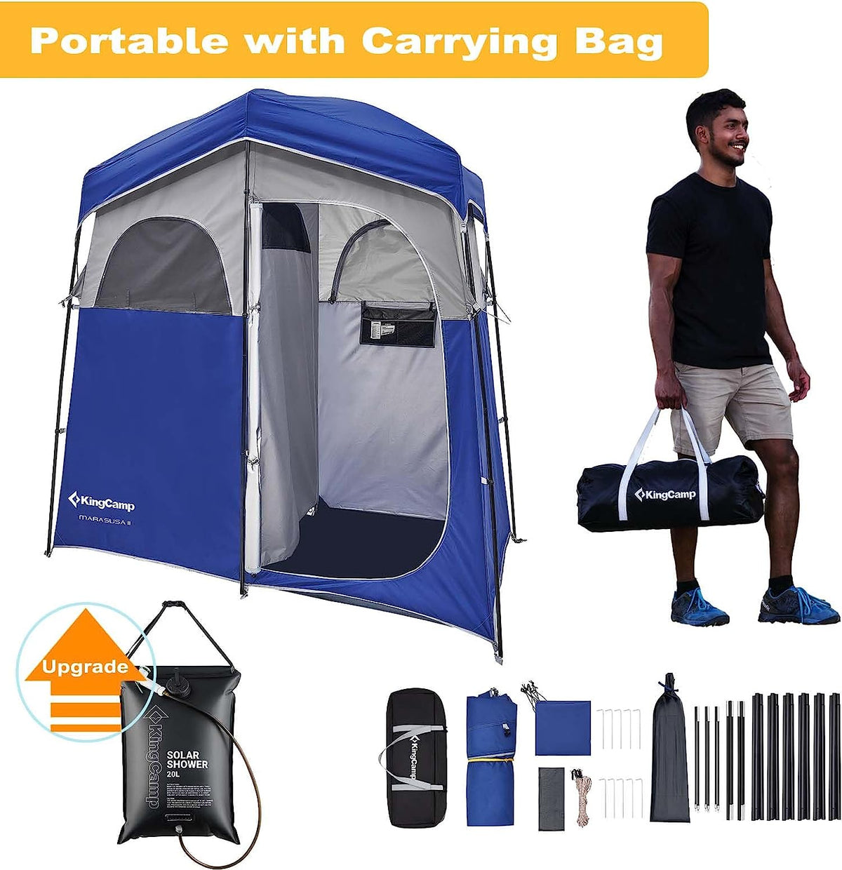 Doppelzimmer-Duschzelt mit Solar-Duschset