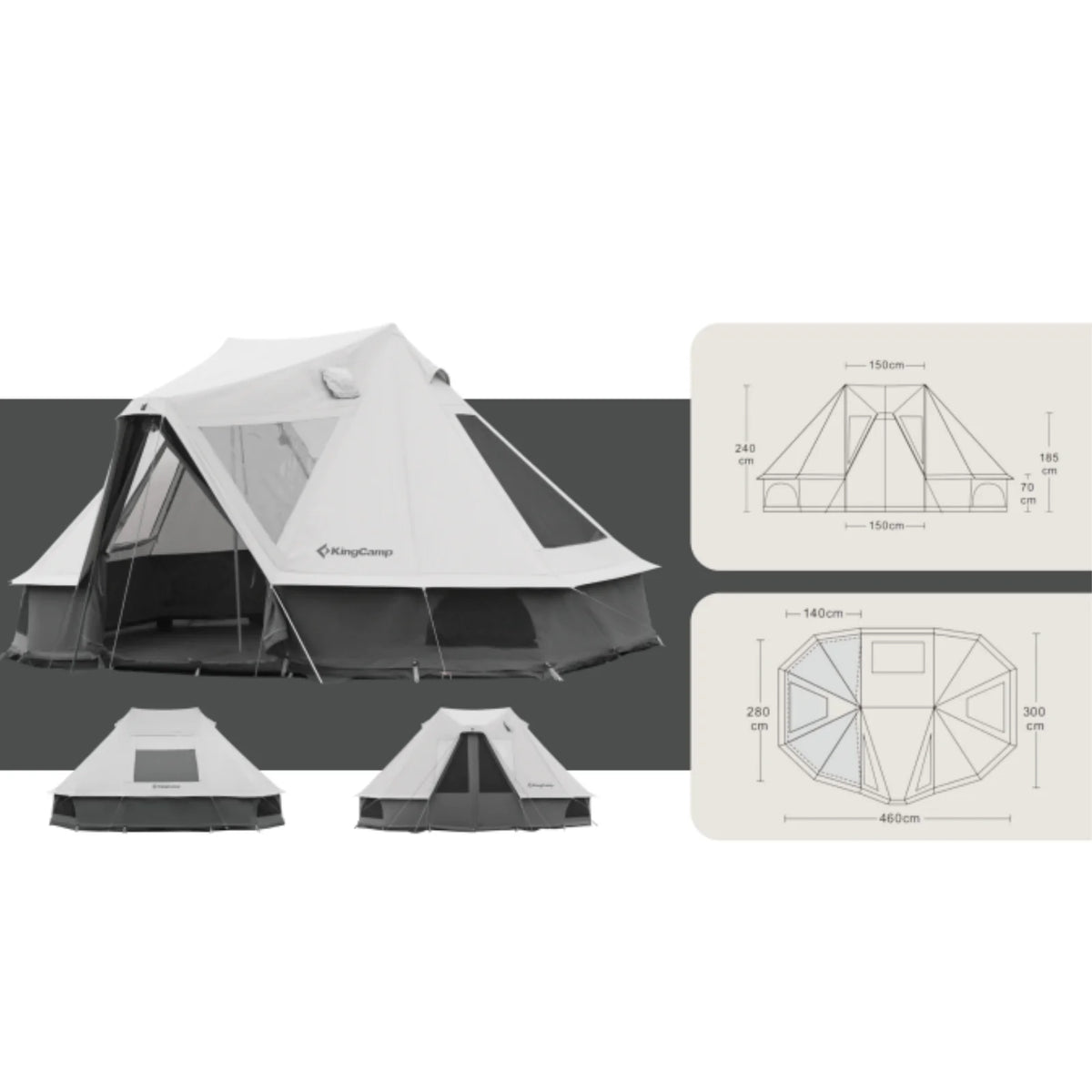 KHAN VILLA 15FT TC Canvas Glamping Tent with Stove Jack