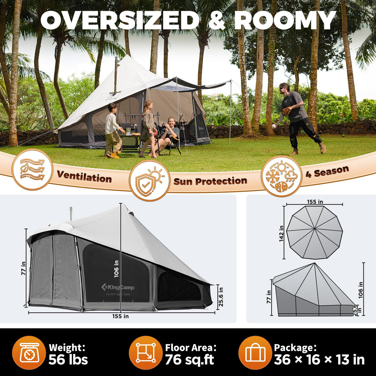 KingCamp KHAN LIGHT 400 Canvas Bell Tent