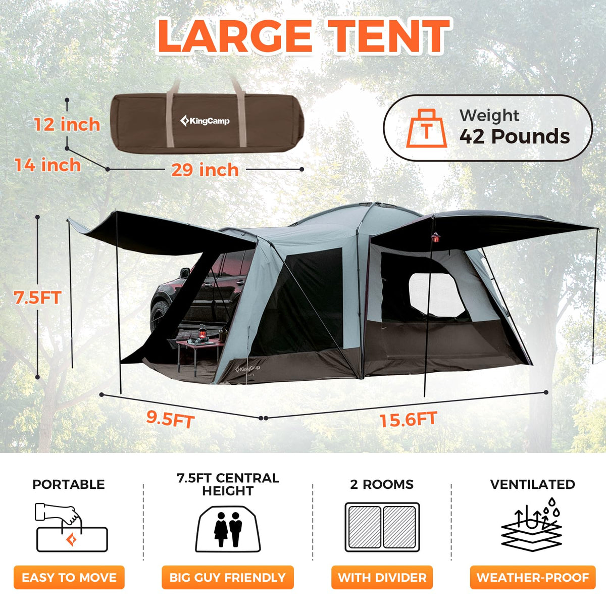 KingCamp Boundless X5 B Autointegriertes Camping-SUV-Zelt