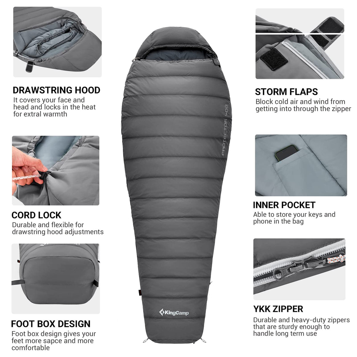 Saco de dormir tipo momia KingCamp PROTECTOR 400 Down