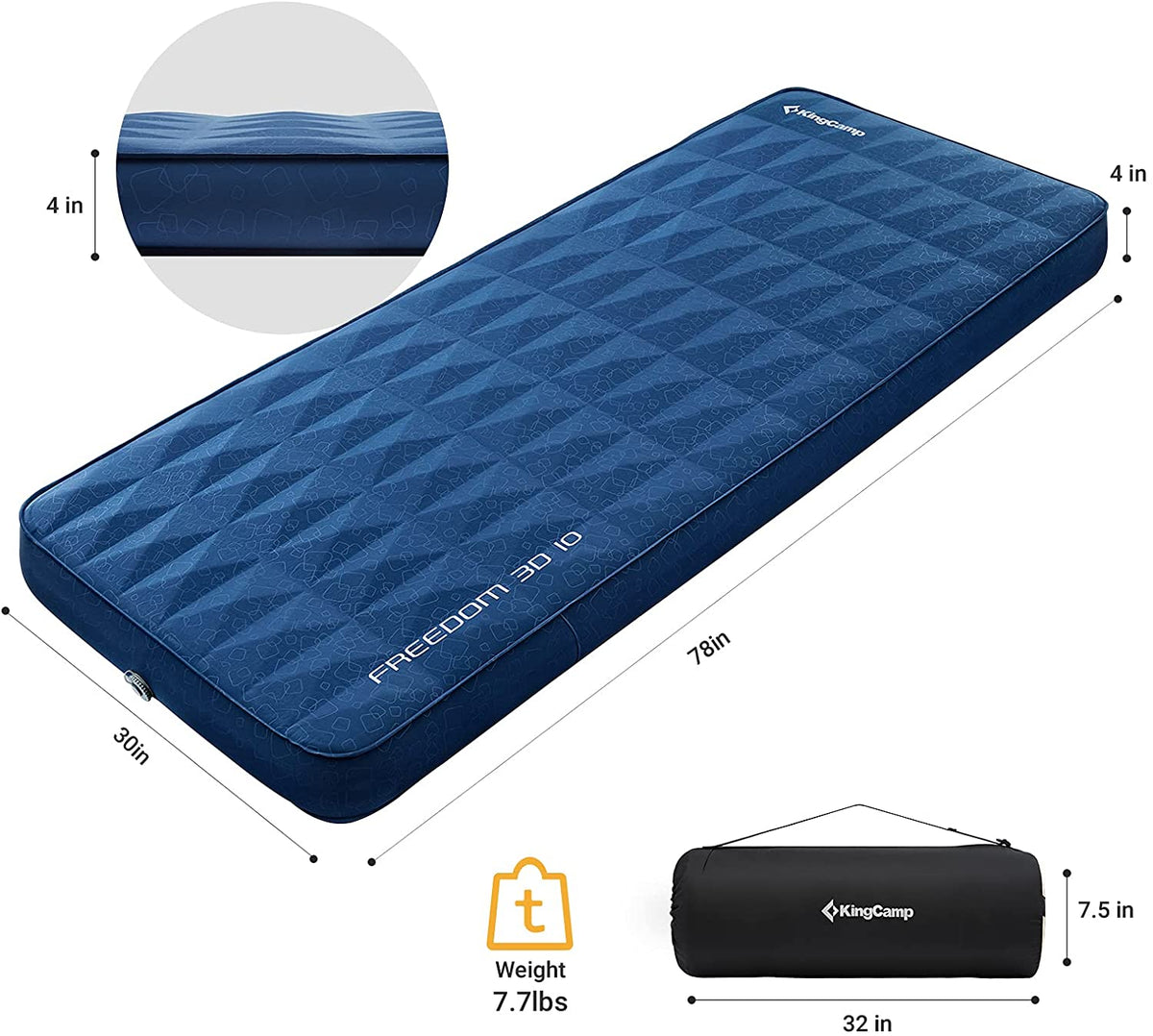 KingCamp 3.94 Inch Thick Self-Inflating Camping Pad