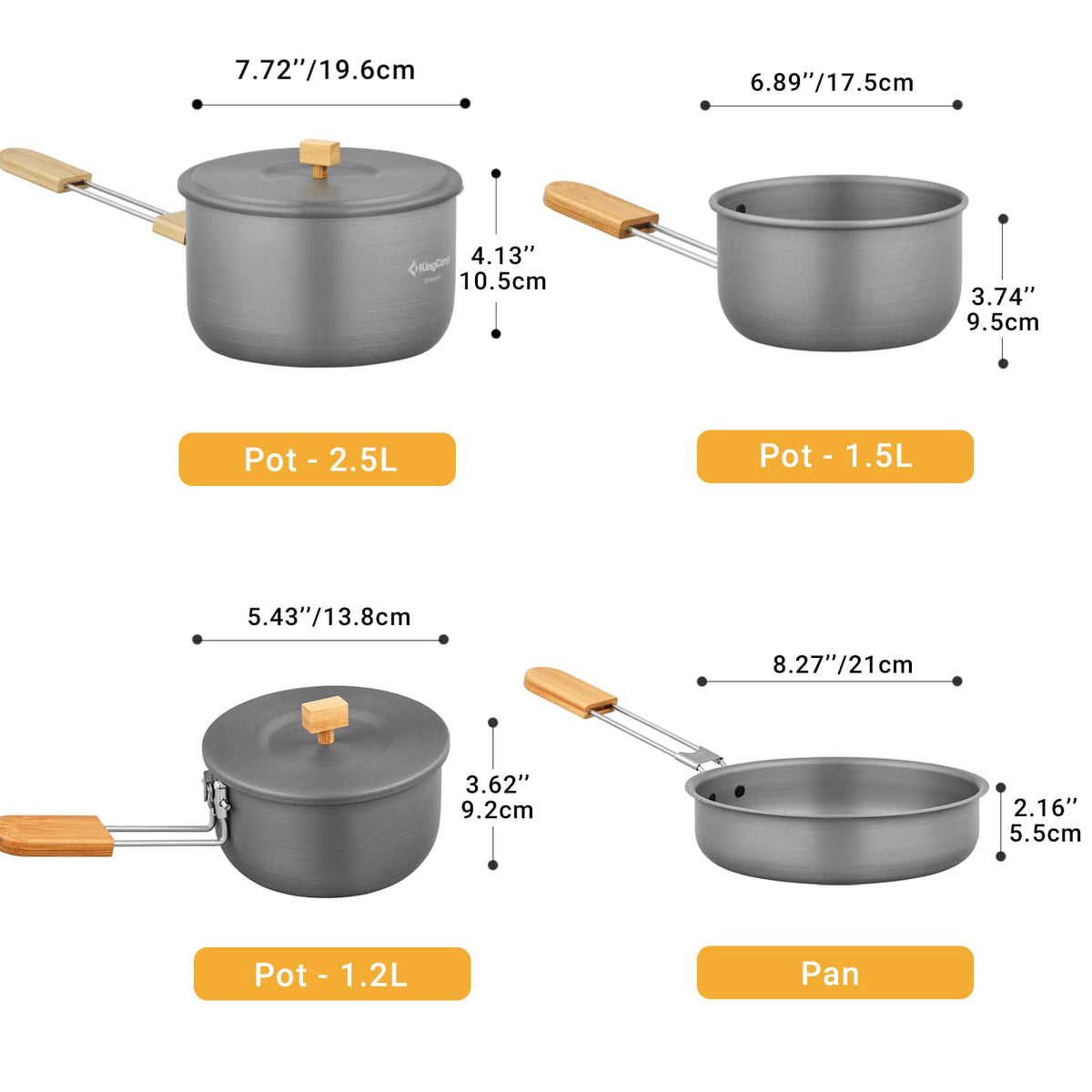KingCamp 7Pcs Camping Cookware Camp Cooking Set
