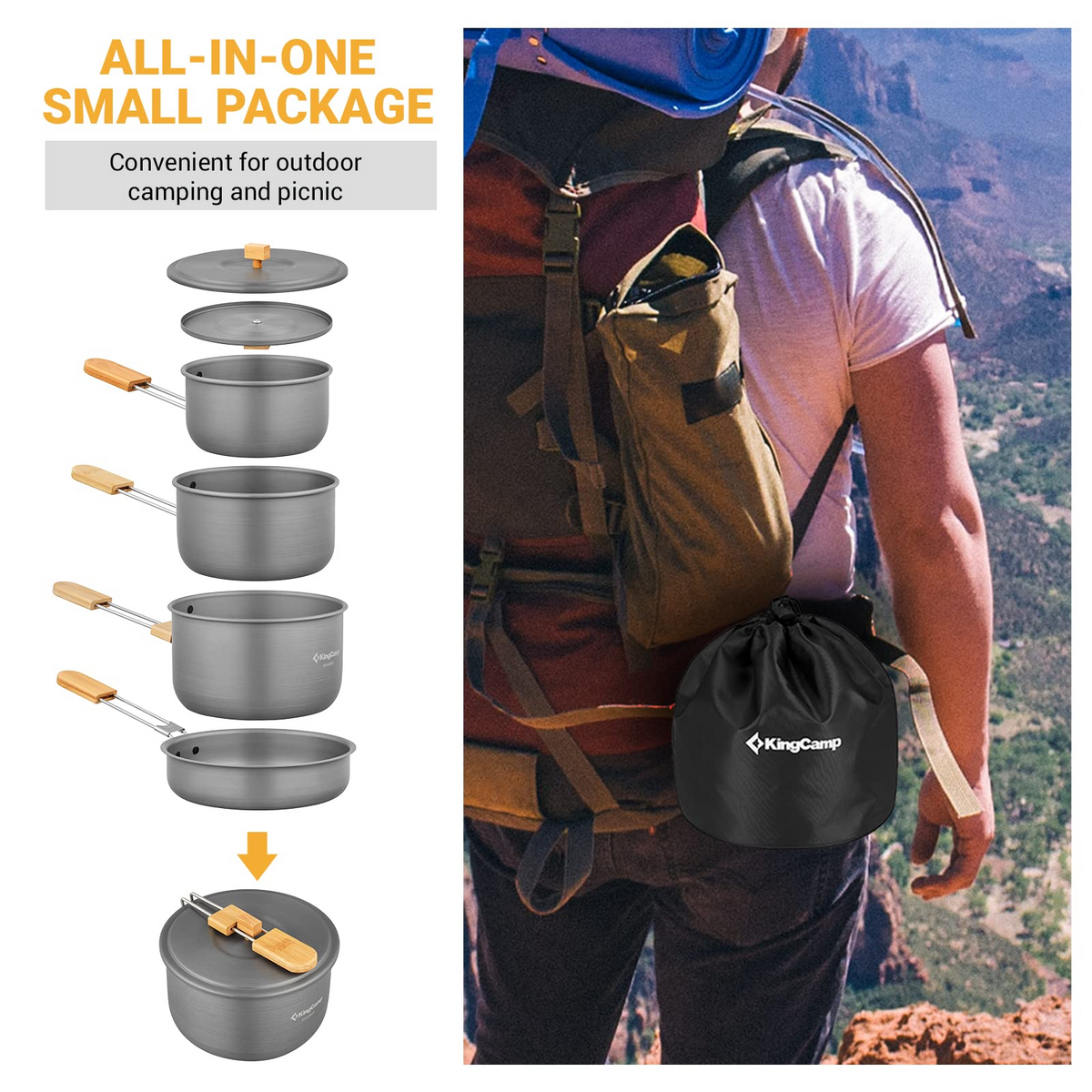 KingCamp 7Pcs Camping Cookware Camp Cooking Set