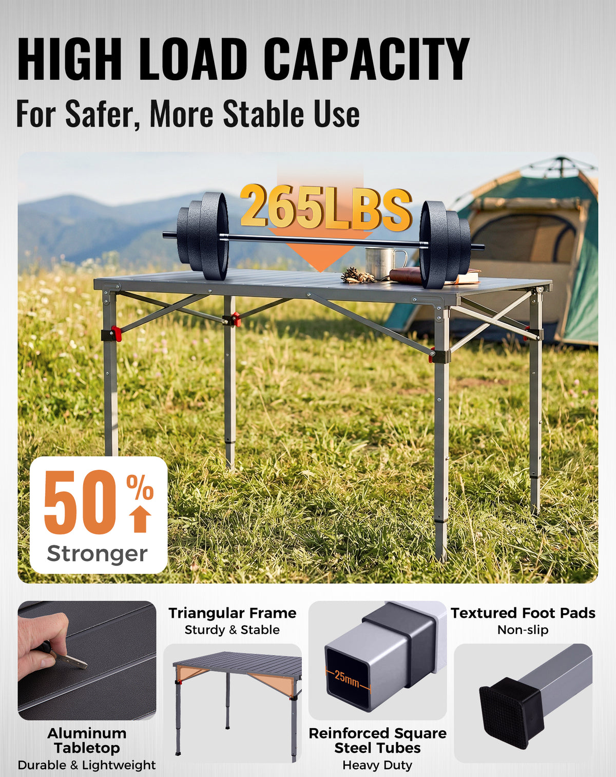 Folding Aluminum Roll-Top Camping Table