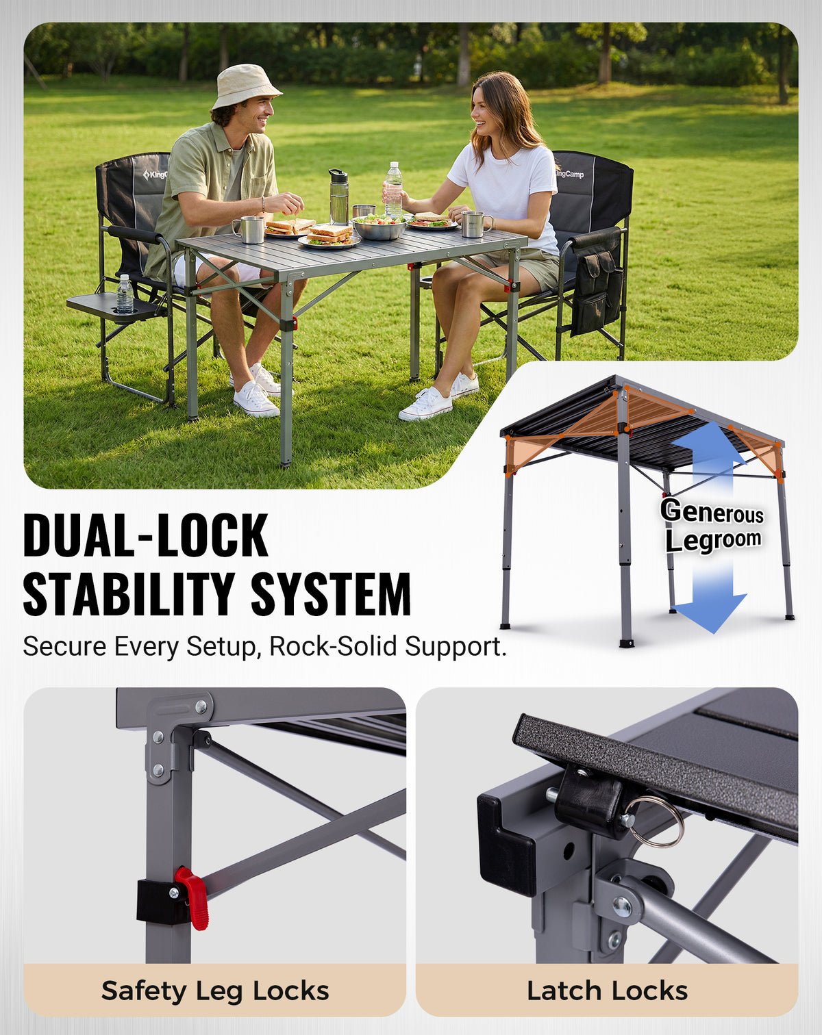 Folding Aluminum Roll-Top Camping Table