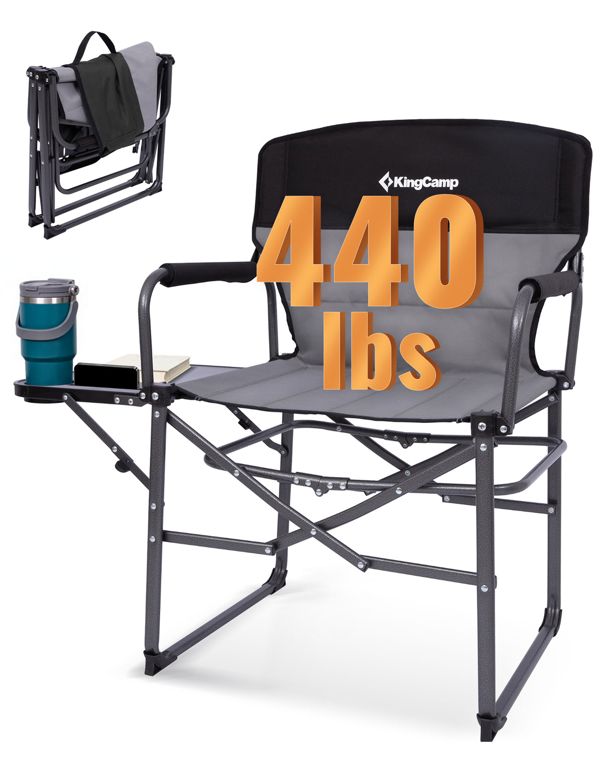 KingCamp ASH C30 Oversized Director's Camp Chair with Side Table