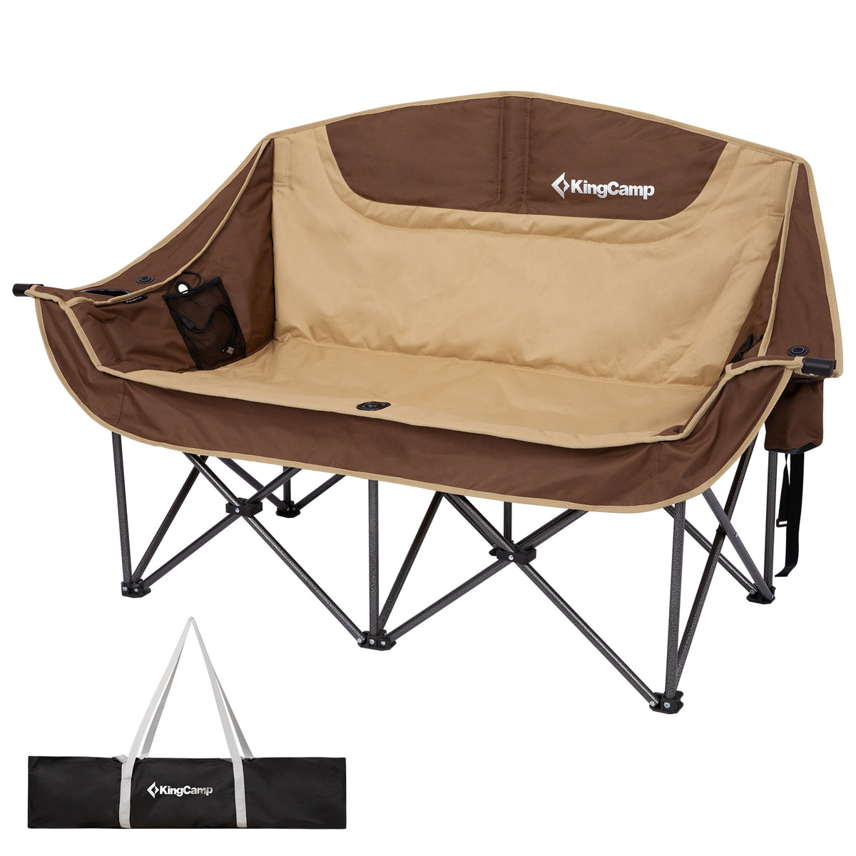 KingCamp CANNA C20 PLUS Heated Loveseat Camping Chair - 2-Person Oversized Padded Couples Chair with 3-Temperature Settings