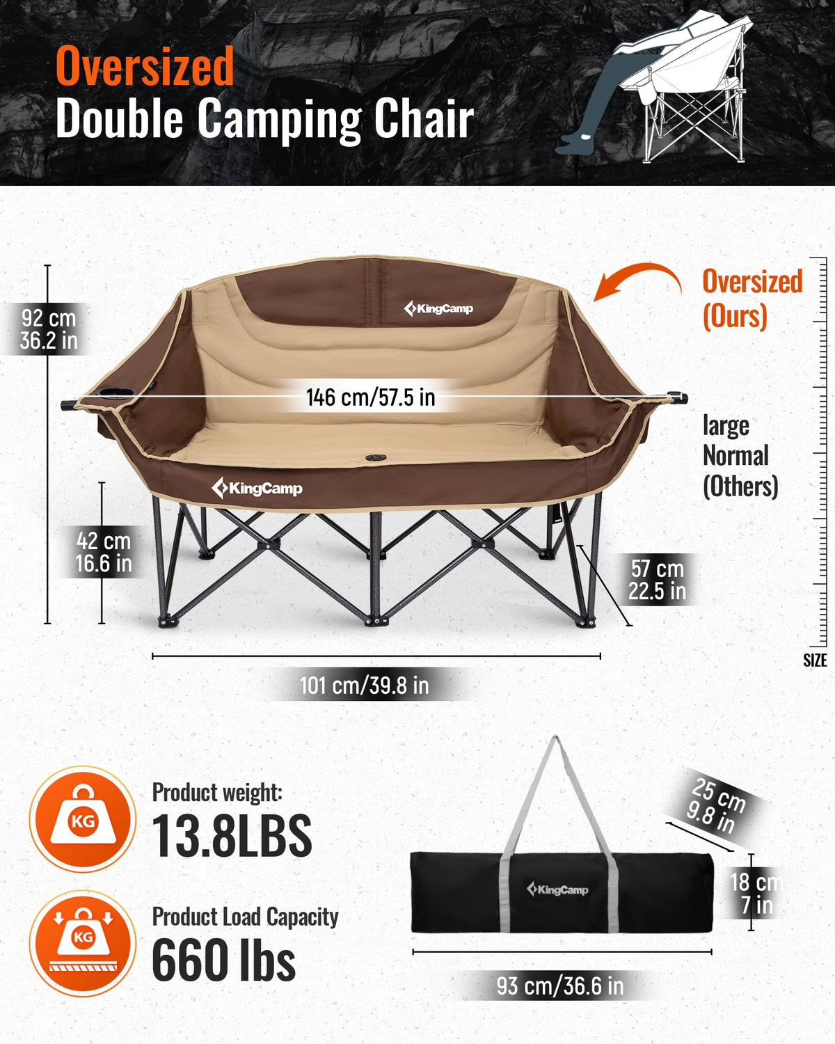 KingCamp Oversize Double Camping Loveseat