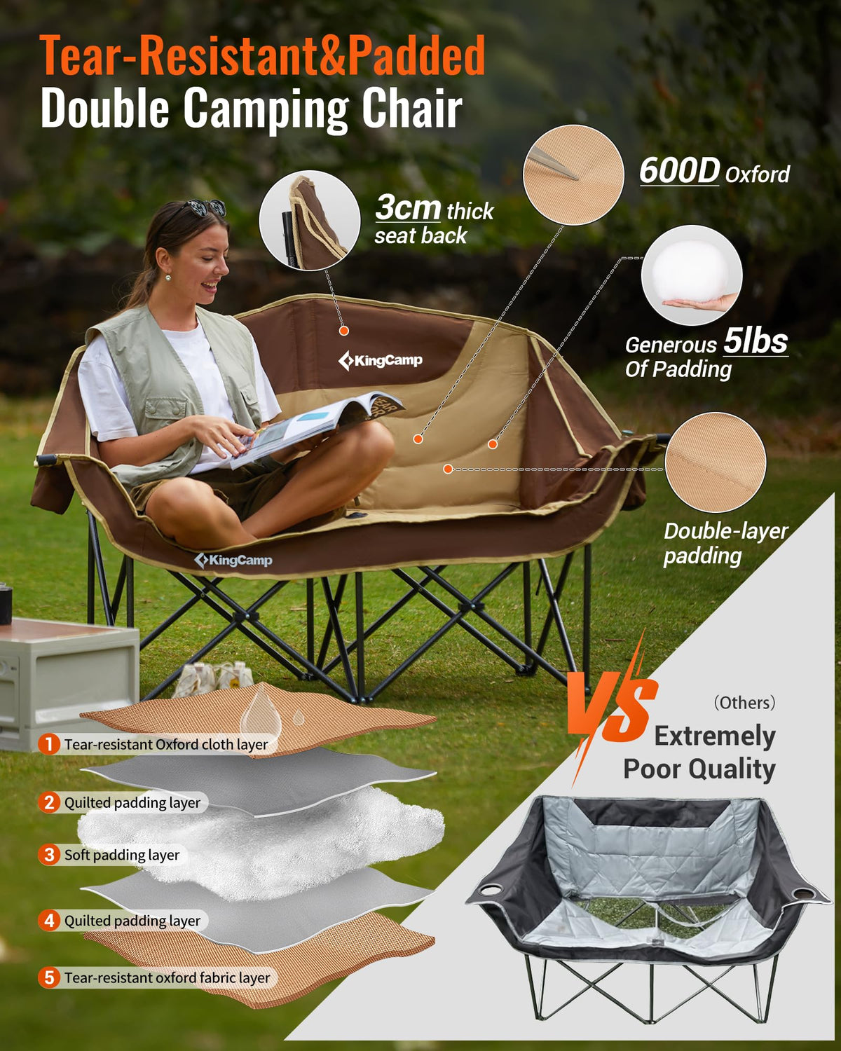 KingCamp Oversize Double Camping Loveseat