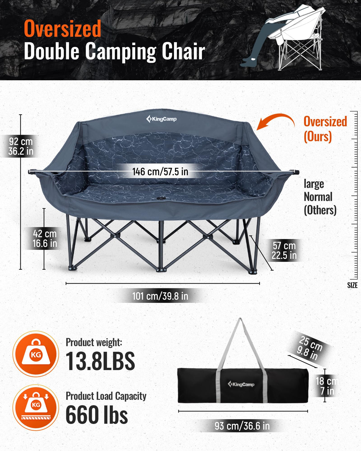 KingCamp Oversize Double Camping Loveseat