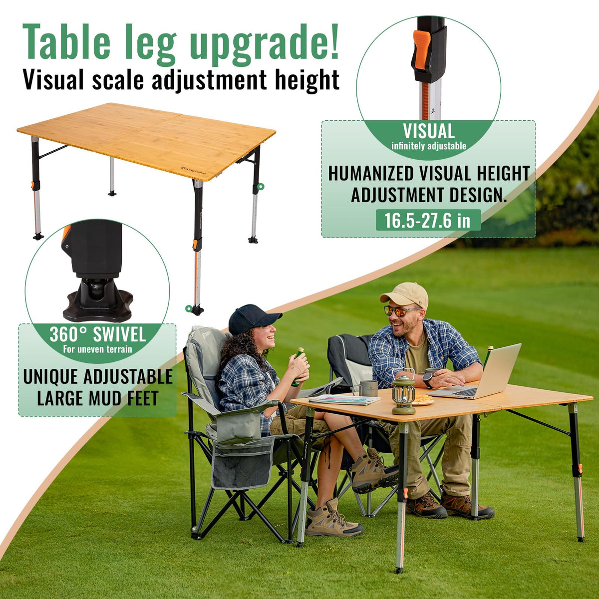 KingCamp BAMBOO P8060 Folding Bamboo Table