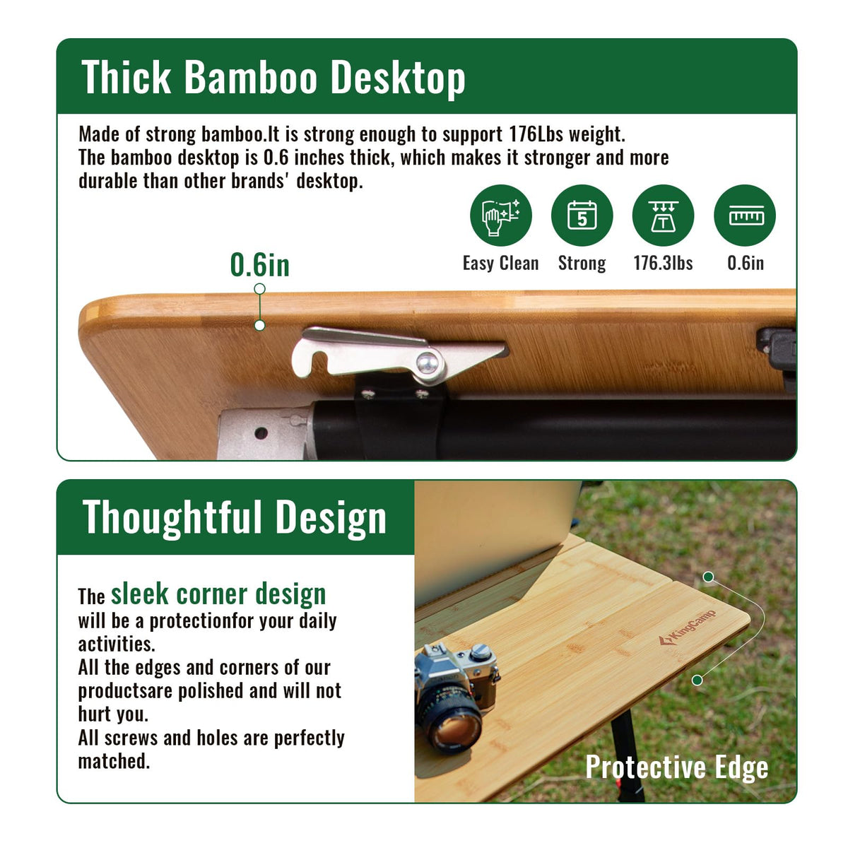 KingCamp BAMBOO P8060 Folding Bamboo Table