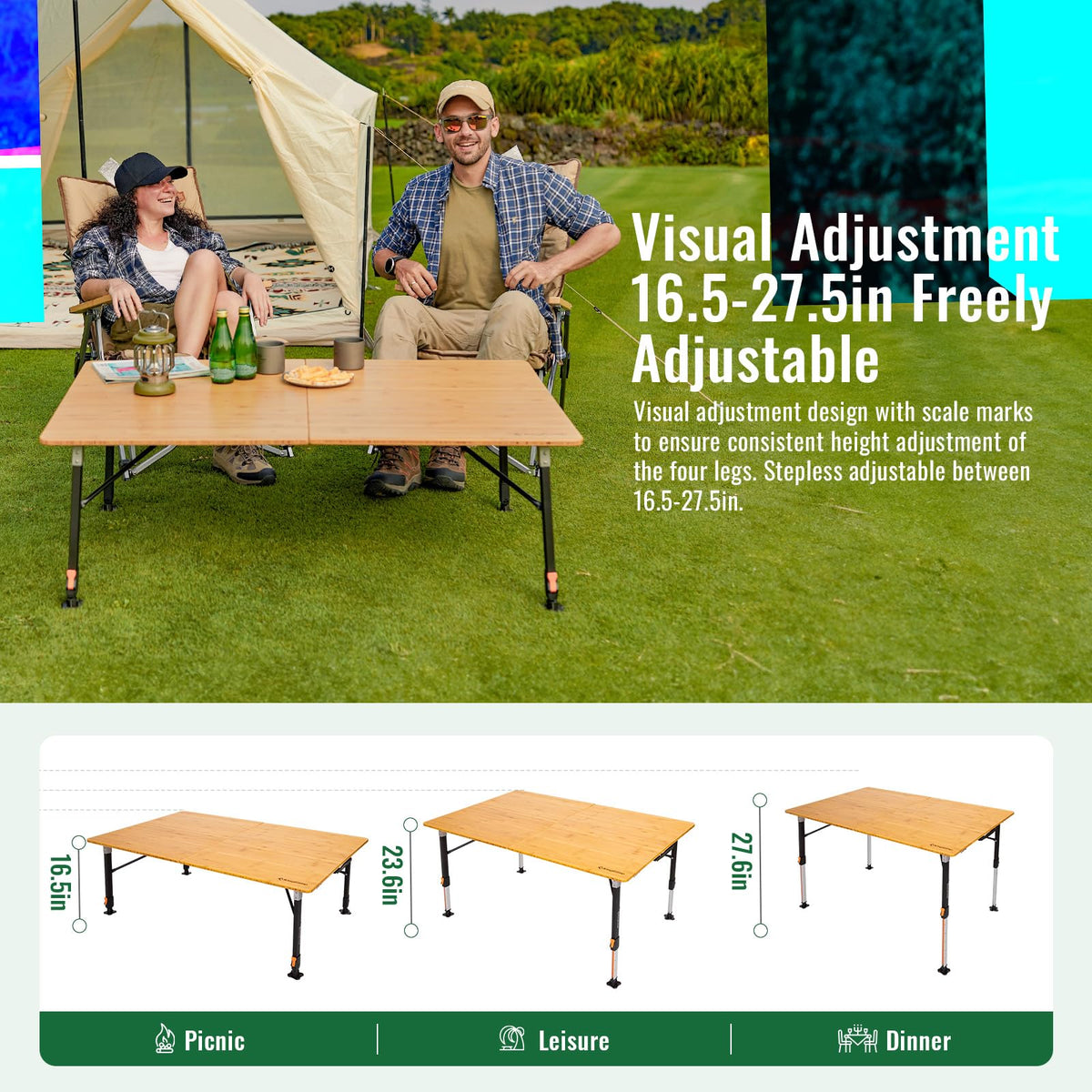 KingCamp BAMBOO P8060 Folding Bamboo Table