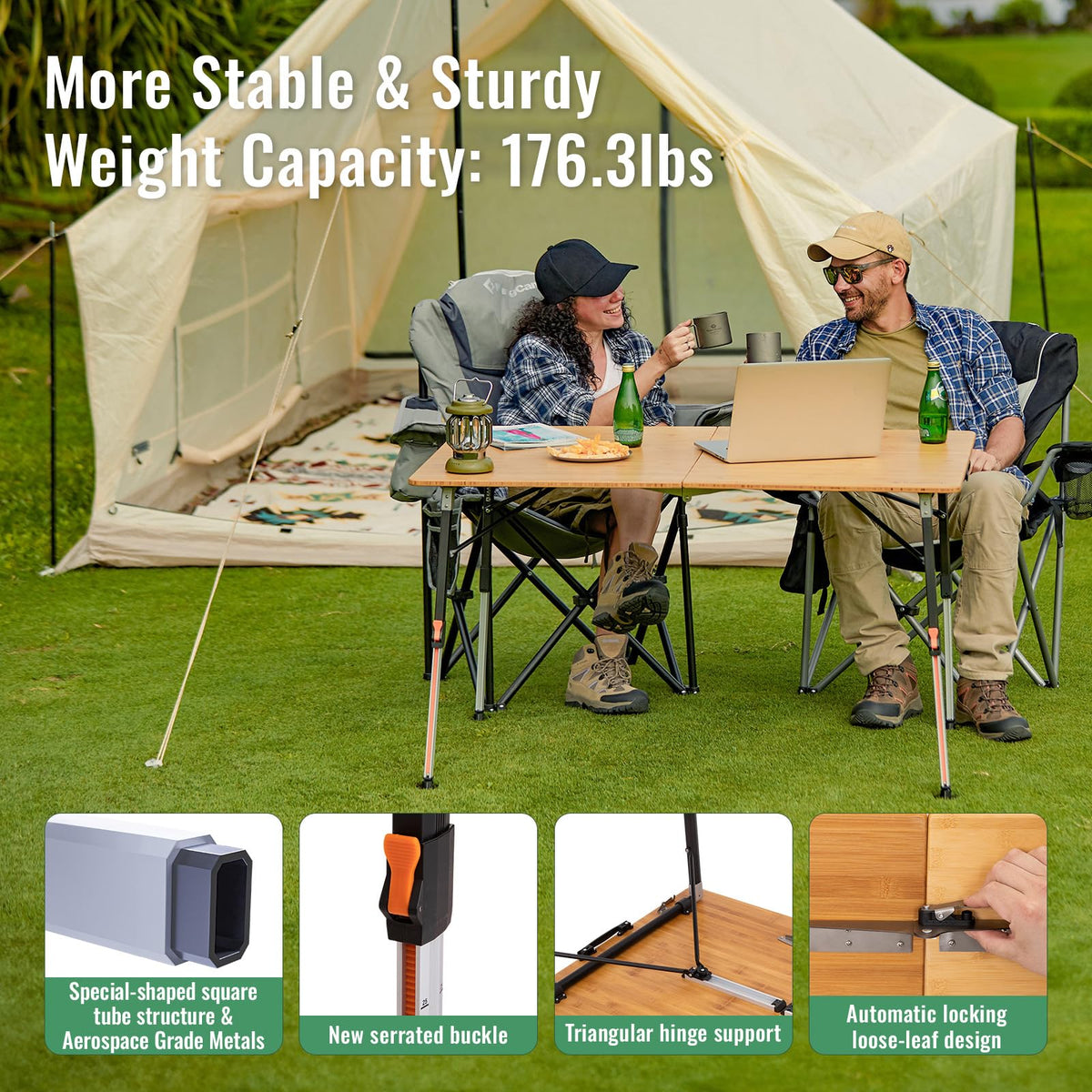 KingCamp BAMBOO P8060 Folding Bamboo Table