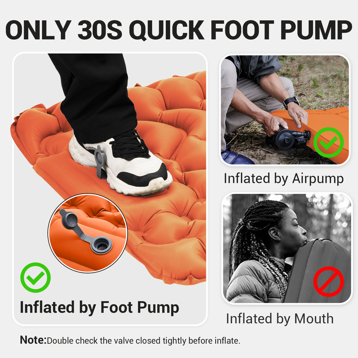 Inflatable Sleeping Pad with Pillow & Built-in Pump