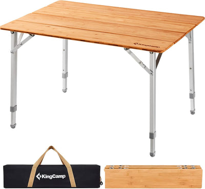 Adjustable Height 4-Fold Square Tube Bamboo Table-S